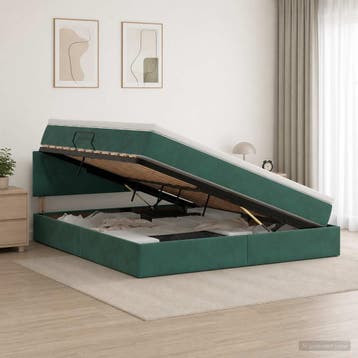 vidaXL Opbergbed met hoofdeinde Donkergroen 140 x 200 cm, Huis en Inrichting, Slaapkamer | Bedden, Verzenden, Nieuw