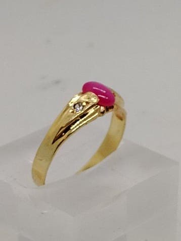 Ring - 18 karaat Geel goud Robijn - Diamant, Nieuw