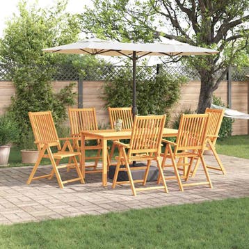 vidaXL Tuin Eettafel Set 7 st Bruin Massief Acacia Hout, Verzenden, Nieuw