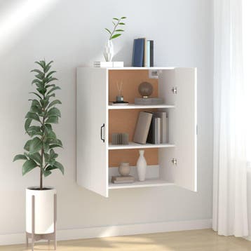 vidaXL Hangkast 69,5x34x90 cm bewerkt hout wit, Huis en Inrichting, Verzenden, Nieuw