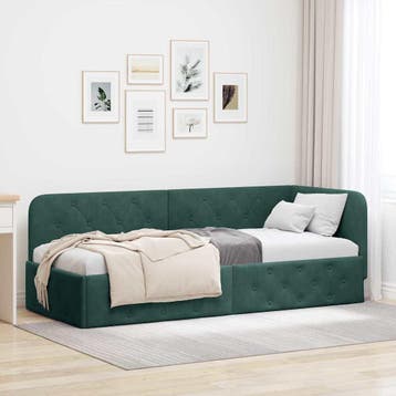 vidaXL Hoek Bed Frame Donkergroen 80 x 200 cm Fluweel, Verzenden
