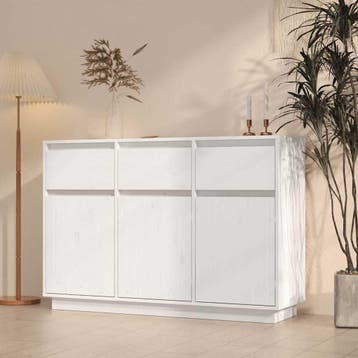 vidaXL Dressoir 111x36x75 cm massief grenenhout wit, Verzenden, Nieuw