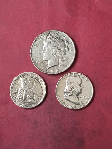 Verenigde Staten. Dollar 1923 + 1/2 Dollar 1944 y 1954 (3