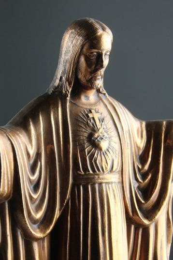 Beeldje - Sacred Heart of Jesus - Zinklegering, Hout