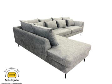 Hoekzetel grijs in fluweel, hoek L – overstock, Verzenden
