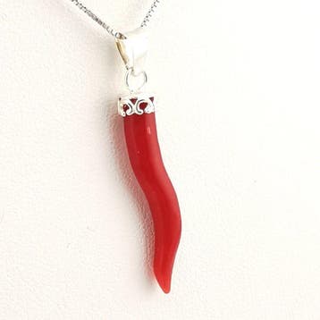 Koraal - Zilver - Ketting met hanger - met de hand, Verzamelen, Mineralen en Fossielen