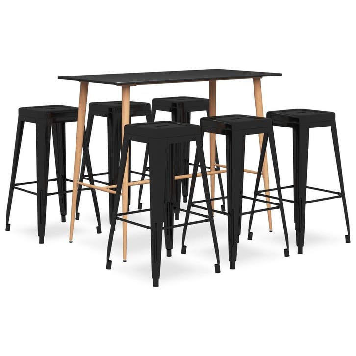 vidaXL 7-delige Barset zwart, Huis en Inrichting, Complete eetkamers, Nieuw, Verzenden