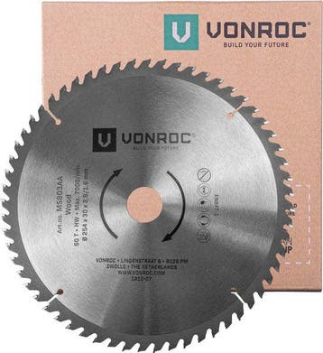 2dekans | VONROC Zaagblad – Ø254MM – 60 tanden – voor hout –, Ophalen of Verzenden, Nieuw