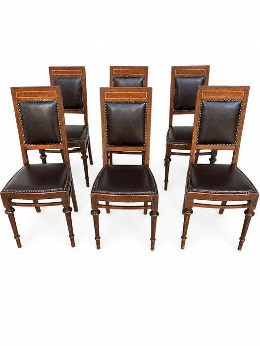 Stoel (6) - Hout, Leder - Engelse stoelen, Antiek en Kunst, Curiosa en Brocante