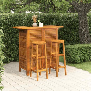 vidaXL 3-delige Tuinbarset massief acaciahout, Tuin en Terras, Tuinsets en Loungesets, Verzenden, Nieuw