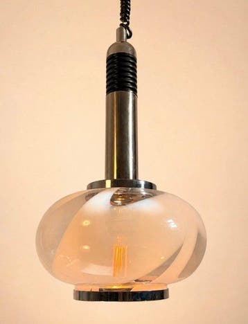 Plafondlamp - Glas, Chroom, Staal