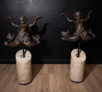 sculptuur, Tritoni - 114 cm - Brons