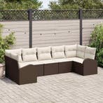 vidaXL Tuinbank Set met kussen 7 pcs Bruin Poly Riet, Verzenden, Nieuw