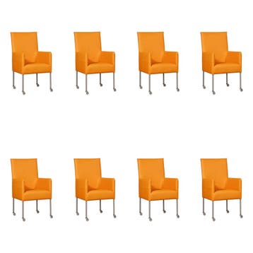 Set van 8 Leren eetkamerstoelen Spark - Toledo Mandarin, Ophalen of Verzenden