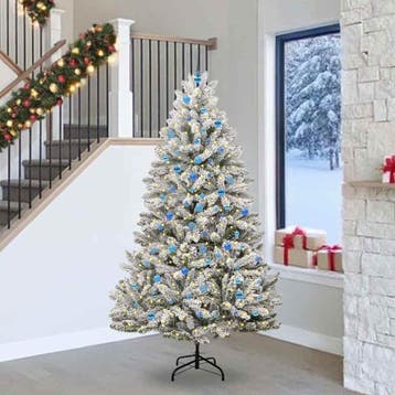 vidaXL Kunstkerstboom 240 cm 300 LEDs Warmwit PVC en Staal, Verzenden, Nieuw