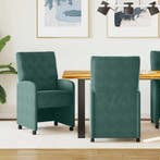 vidaXL Eetkamerstoelen met wielen 2 pcs Donkergroen 58 x 67, Verzenden, Nieuw