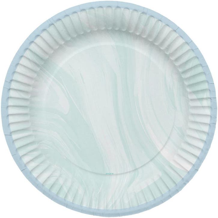 Blauwe Borden Marmer 23cm 8st, Hobby en Vrije tijd, Feestartikelen, Nieuw, Verzenden