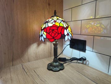Lampe de table - Verre, Laiton, Métal - Fleur au style