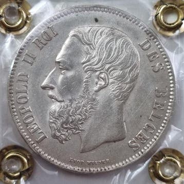 België. Leopold II. 5 Francs 1871 (Zonder minimumprijs), Postzegels en Munten