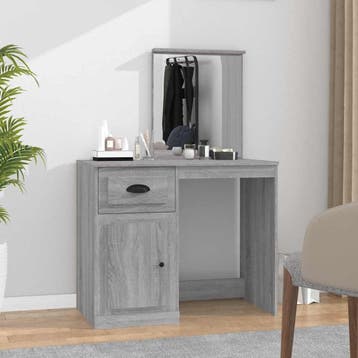 vidaXL Kaptafel met spiegel 90x50x132,5 cm bewerkt hout, Verzenden