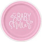 Baby Shower Borden Roze 23cm 8st, Hobby & Loisirs créatifs, Articles de fête, Verzenden