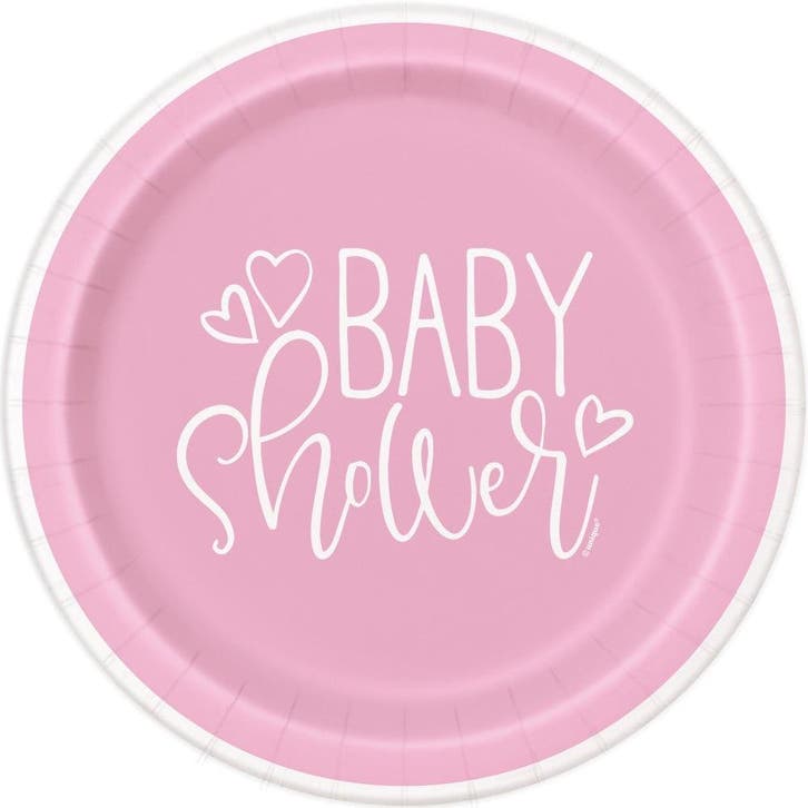 Baby Shower Borden Roze 23cm 8st, Hobby & Loisirs créatifs, Articles de fête, Envoi