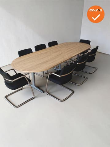 Ahrend vergadertafel - 340x120cm - Ovaal - Oak Medium, Ophalen of Verzenden, Tafel