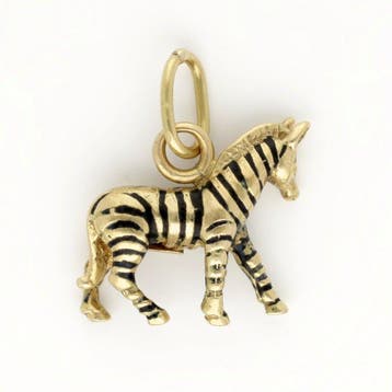 Pendentif - 18 carats Or jaune - Emaille - Zebra