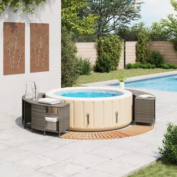 vidaXL Hottub-ombouw poly rattan massief acaciahout grijs, Verzenden