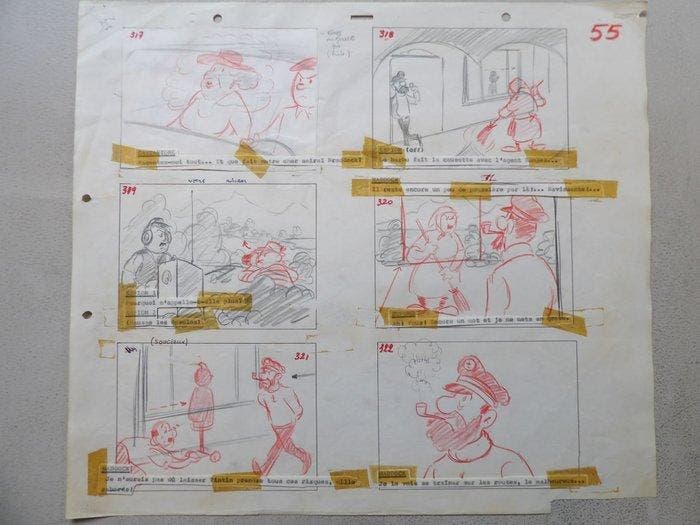 Tintin - Storyboard - Le Lac aux requins - (années 70) - 1, Boeken, Stripverhalen
