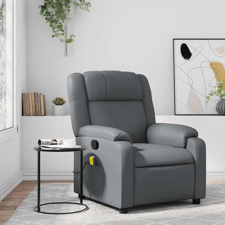 vidaXL Massagestoel van grijs kunstleer, Huis en Inrichting, Fauteuils, Nieuw, Verzenden