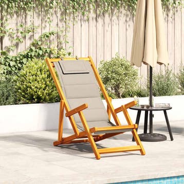 vidaXL Inklapbare stoel met armleuningen Taupe Acaciahout &, Jardin & Terrasse, Verzenden