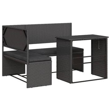 L-tuinbank poly rattan | Retour Deal | 47% korting, 2 zitplaatsen, Verzenden, Zo goed als nieuw, Loungeset