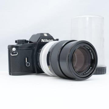 Nikon EM with Nikkor-Q Auto 13.5cm f/2.8 lens Analoge camera, Nieuw