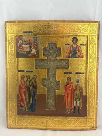Icoon - Kruisiging van Christus, Panteleimon, Stavrotek