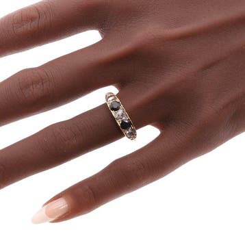 Ring - 18 karaat Geel goud - 0.88ct. tw. Saffier - Diamant -