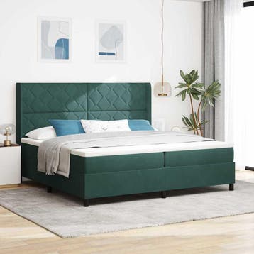 vidaXL Boxspring bed met hoofdeinde Donkergroen 200 x 200 cm, Verzenden