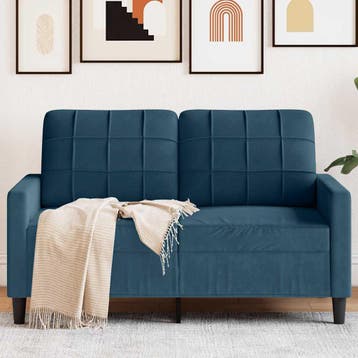 vidaXL Tweezitsbank / zetel 120 cm fluweel blauw, Verzenden