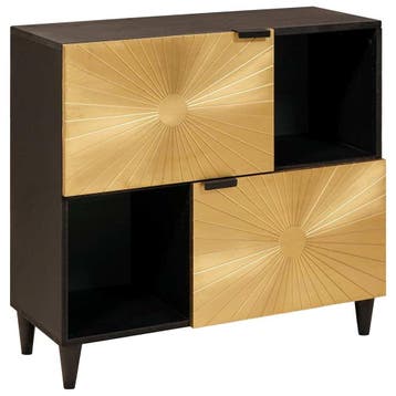 vidaXL Bijzetkast Zwart en Goud 80 x 33,5 x 75 cm Massief, Huis en Inrichting, Verzenden, Nieuw