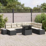 vidaXL Tuinbank Set met kussen 9 pcs Zwart en Crème poly, Verzenden, Nieuw