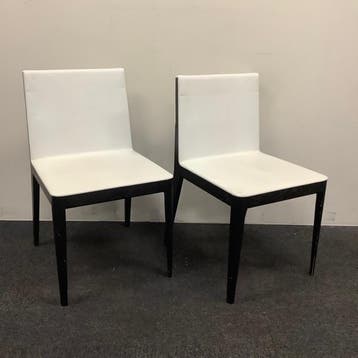 complete set 2 stuks B&B Italia EL eetkamer stoel, wit leder, Huis en Inrichting, Stoelen, Gebruikt, Zwart