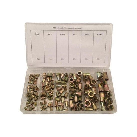 Blindklinkmoeren assortiment Staal 150 delig, Auto diversen, Autogereedschap, Verzenden