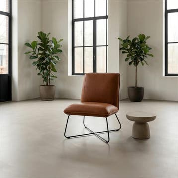 Leren fauteuil Less, Industrieel, Modern, Scandinavisch, Nieuw, Ophalen of Verzenden, 50 tot 75 cm