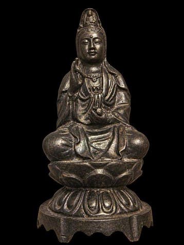 gestempelde Guanyin & Nezha - Tijdens Xuande-periode - Brons, Antiek en Kunst
