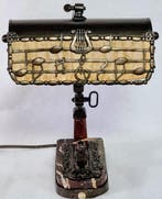 Tafellamp met beeldje - Marmer, Brons