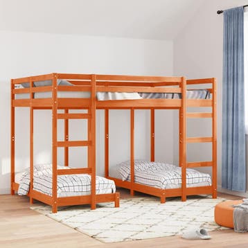 vidaXL Drievoudig Stapelbedframe Wasbruin 140 x 200 cm, Huis en Inrichting, Slaapkamer | Bedden, Verzenden, Nieuw