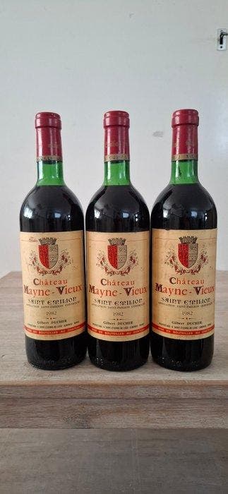 1982 Château Mayne-Vieux - Saint-Émilion - 3 Bouteilles, Verzamelen, Nieuw