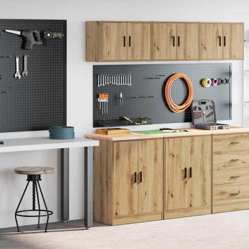 vidaXL Garagekasten 2 st bewerkt hout ambachtelijk eikenhout, Verzenden