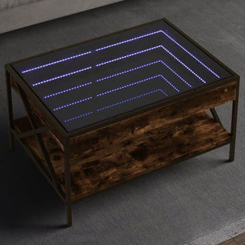 vidaXL Salontafel met Infinity LED 70x50x38 cm gerookt, Verzenden, Nieuw