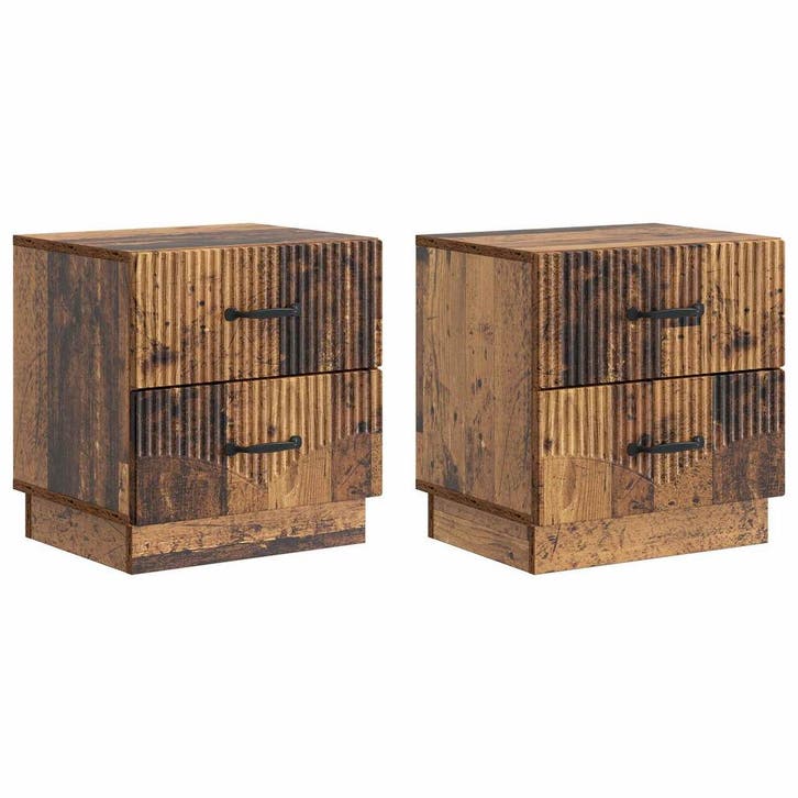 vidaXL Nachtkastje 2 pcs Oud hout 43 x 34,5 x 44,5 cm, Huis en Inrichting, Slaapkamer | Nachtkastjes, Nieuw, Verzenden